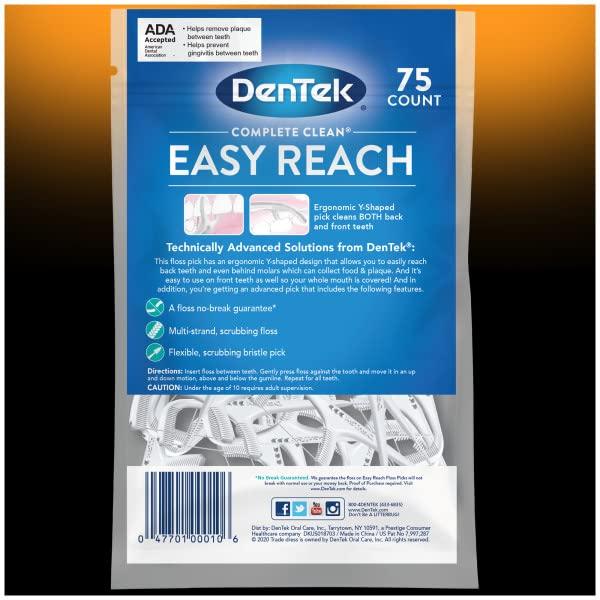image:imageDenTek Easy Reach Complete Clean Floss Picks with Strong Dental Floss 75 Count 3 Pack75 Count Pack of 4