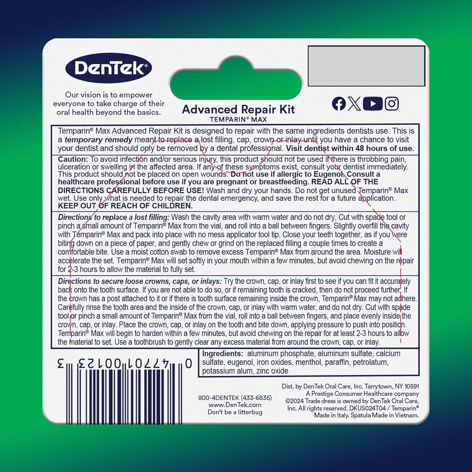 image:imageDenTek Temparin Max Dental Repair Kit for Pain Relief amp Temporary Repair Pack of 6 Kits 13 Repairs per Kit