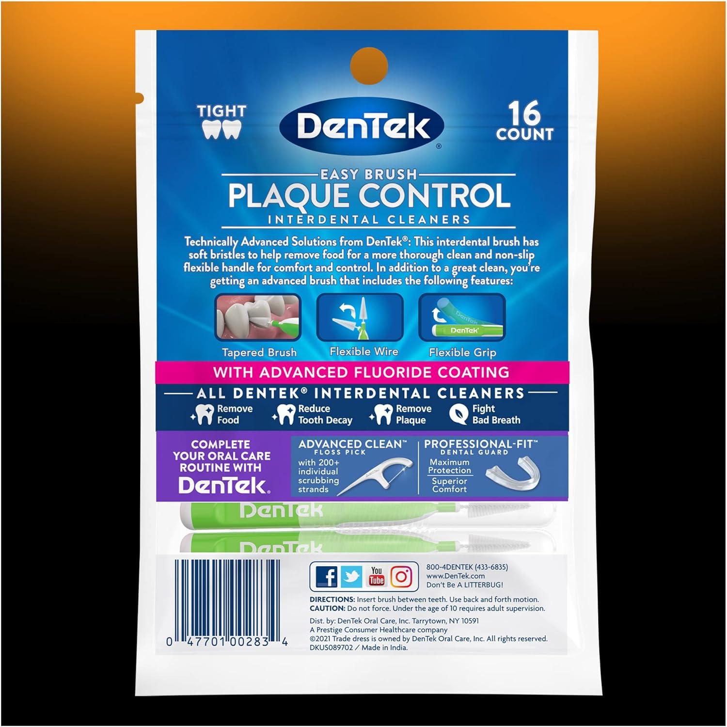 image:imageDentek Plaque Control Interdental Brushes Tight 16 Count EasyBrush Interdental Plaque Remover with Fluoride Cleans Tight Spaces Around Teeth Braces amp Other Dental AppliancesWhite