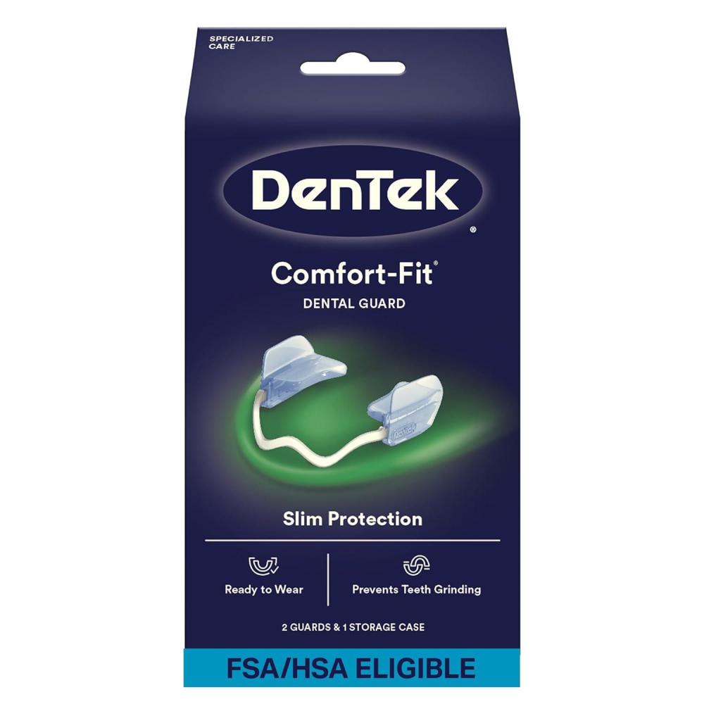 image:imageDenTek ComfortFit Dental Guard Mouth Guard for Grinding Teeth at Night Pack of 2 Guards amp 1 Storage Case