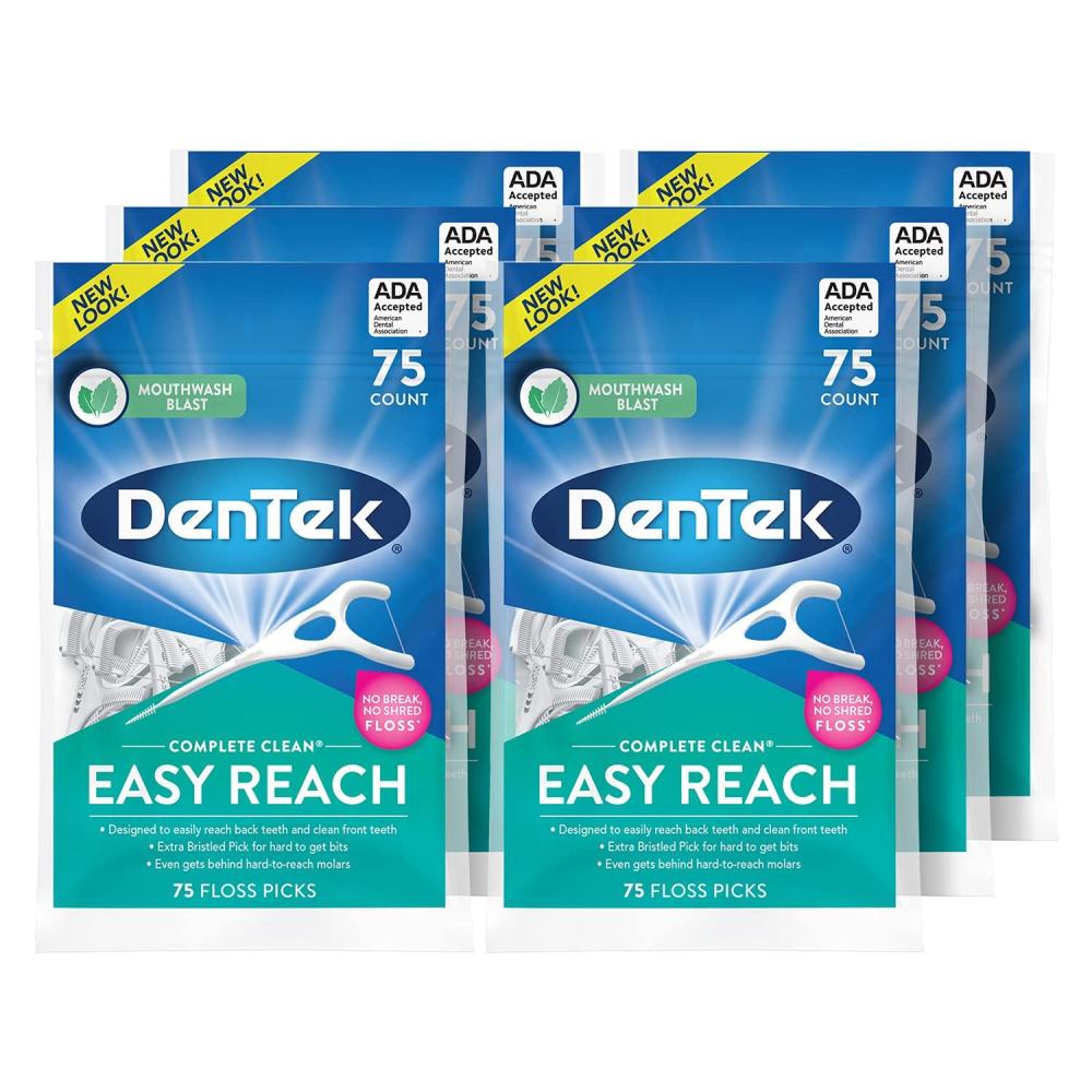 image:imageDenTek Easy Reach Complete Clean Floss Picks with Strong Dental Floss 75 Count 3 Pack75 Count Pack of 6