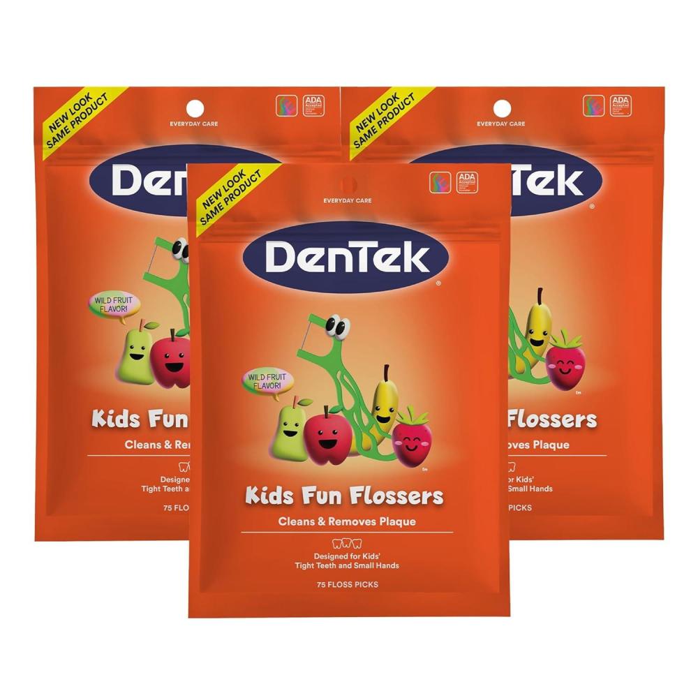 image:imageDenTek Fun Flossers Kids Floss Picks with Wild Fruit Flavor 75 Count Pack of 3Wild Fruit