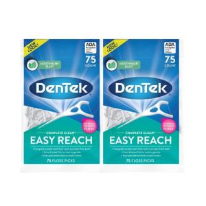 DenTek Easy Reach Complete Clean Floss Picks, with Strong Dental Floss, 75 Count, 3 Pack(75 Count (Pack of 2))