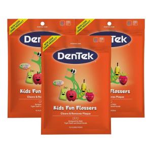 DenTek Fun Flossers – Kids Floss Picks with Wild Fruit Flavor, 75 Count, Pack of 3(Wild Fruit)