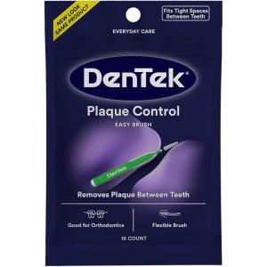 Dentek Plaque Control Interdental Brushes – Tight, 16 Count – Easy-Brush Interdental Plaque Remover with Fluoride – Cleans Tight Spaces Around Teeth, Braces & Other Dental Appliances(White)