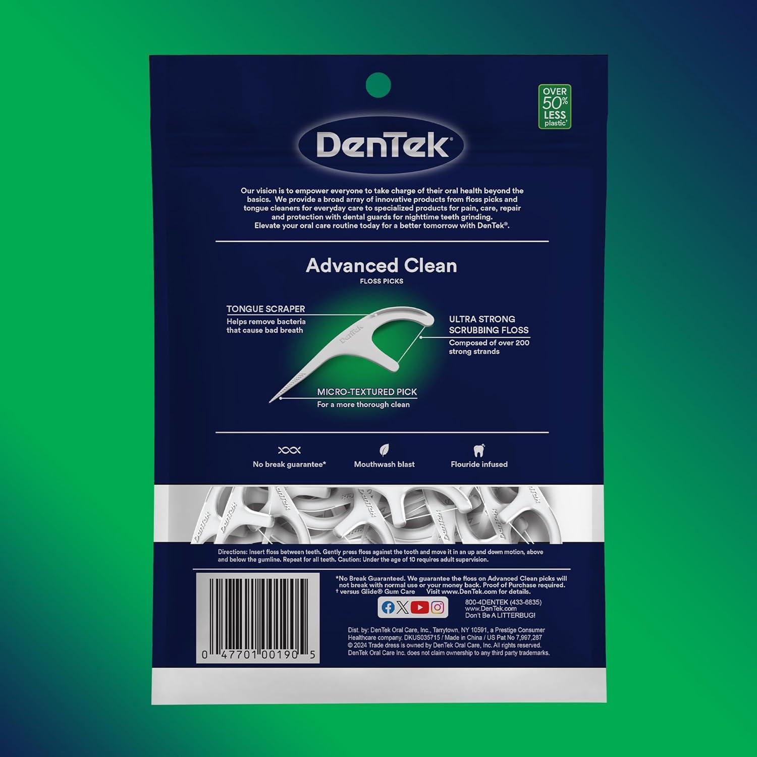 image:imageDenTek Advanced Clean Floss Picks with No Break amp No Shred Dental Floss Plaque Remover 150 Count Pack of 6Mint
