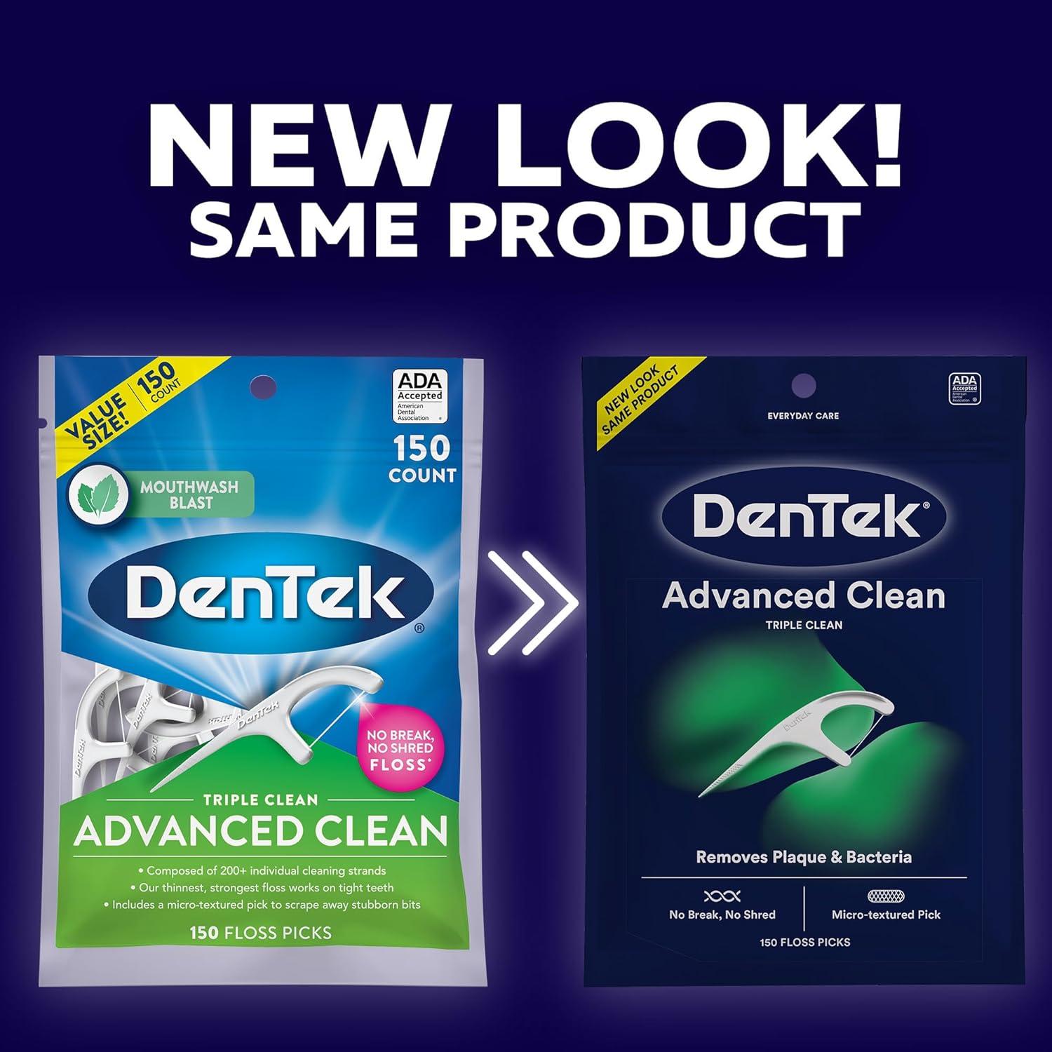 image:imageDenTek Advanced Clean Floss Picks with No Break amp No Shred Dental Floss Plaque Remover 150 Count Pack of 6Mint