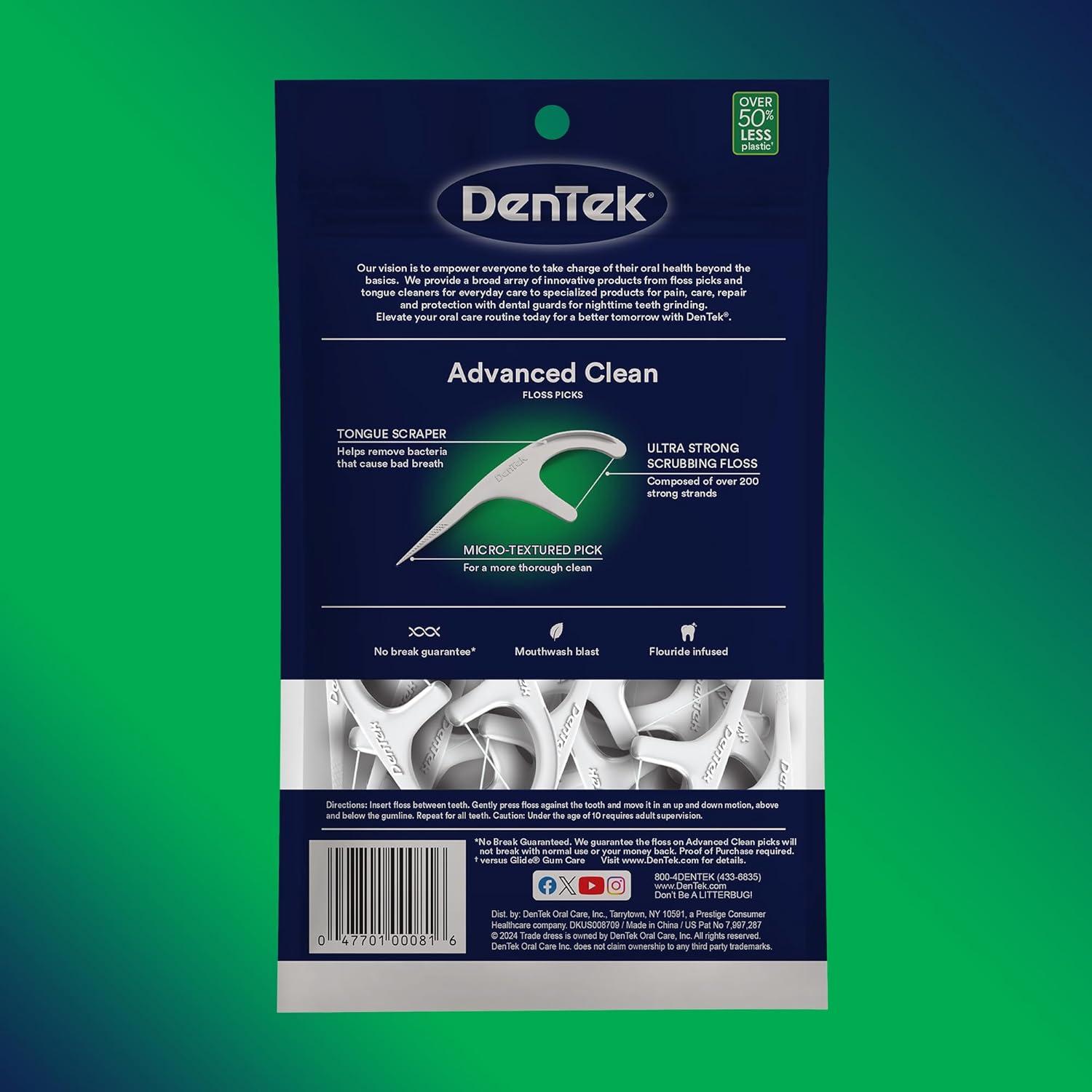 image:imageDenTek Advanced Clean Floss Picks with No Break amp No Shred Dental Floss Plaque Remover 150 Count Pack of 6Mint