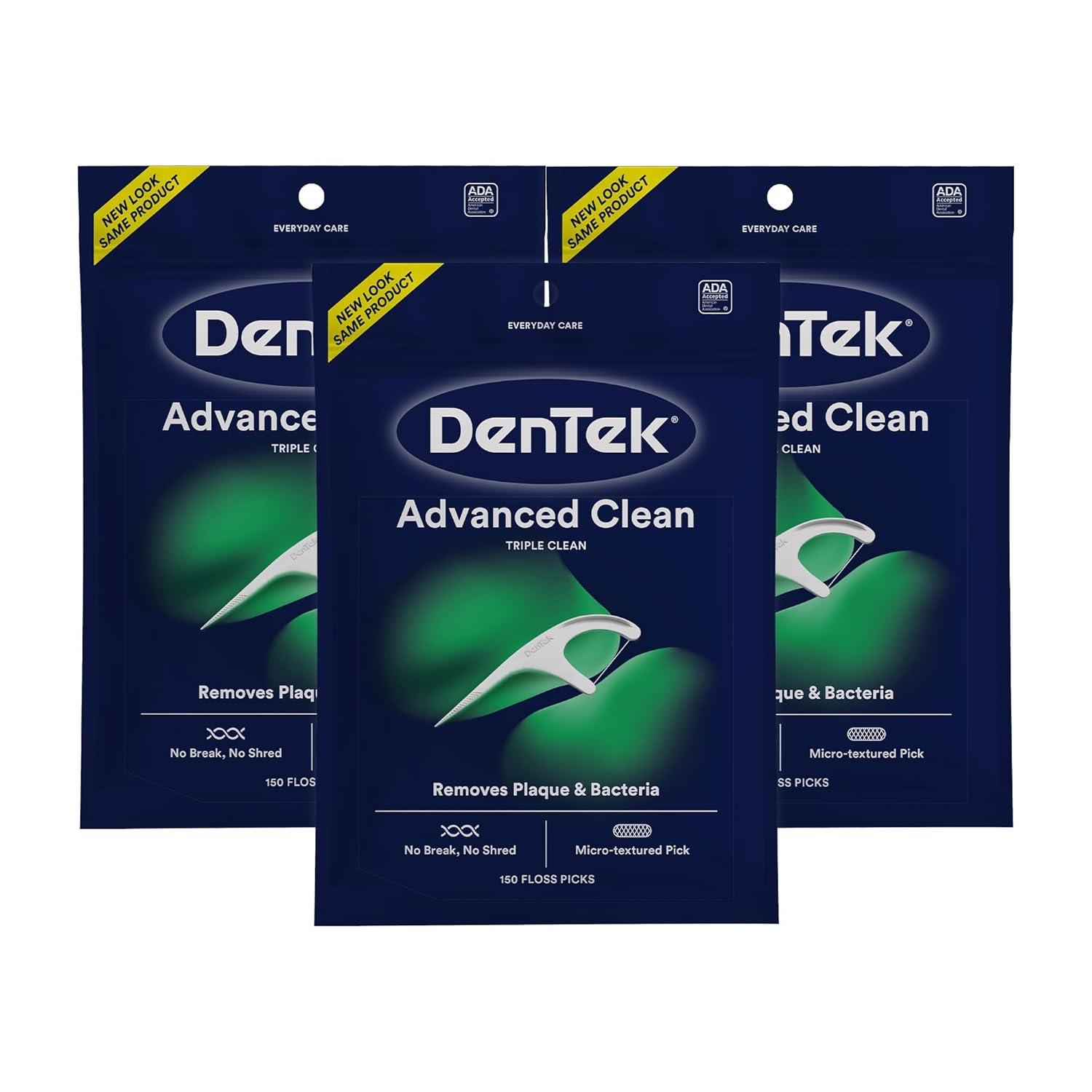 image:imageDenTek Advanced Clean Floss Picks with No Break amp No Shred Dental Floss Plaque Remover 150 Count Pack of 6Mint