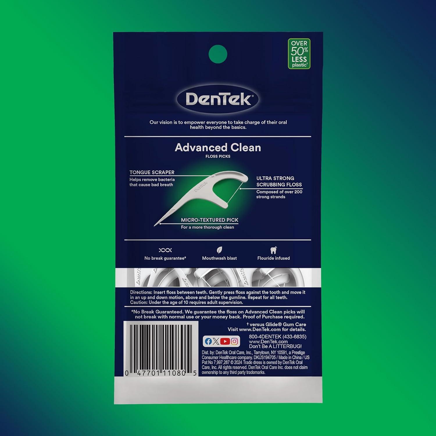 image:imageDenTek Advanced Clean Floss Picks with No Break amp No Shred Dental Floss Plaque Remover 150 Count Pack of 6Mint