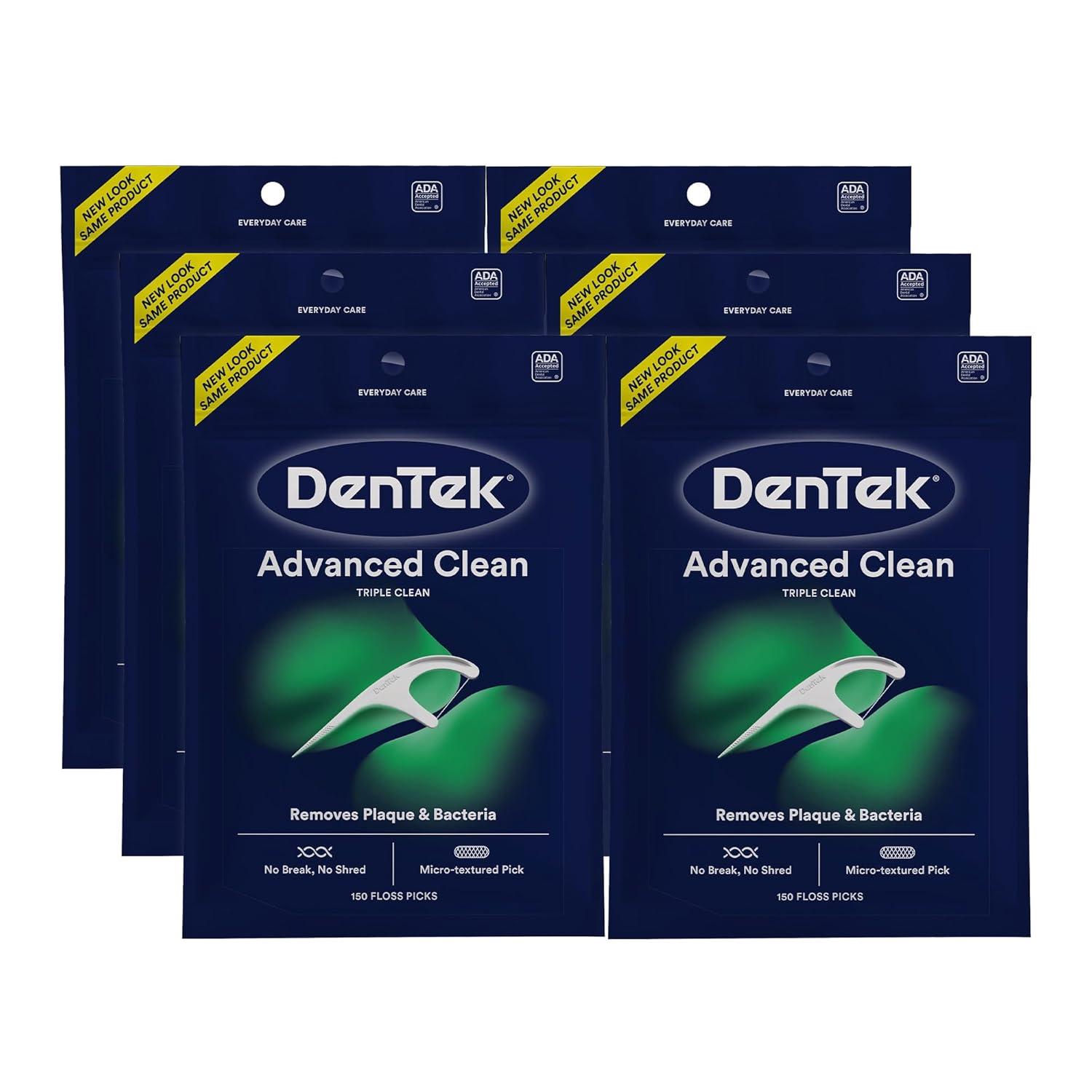 image:imageDenTek Advanced Clean Floss Picks with No Break amp No Shred Dental Floss Plaque Remover 150 Count Pack of 6Mint