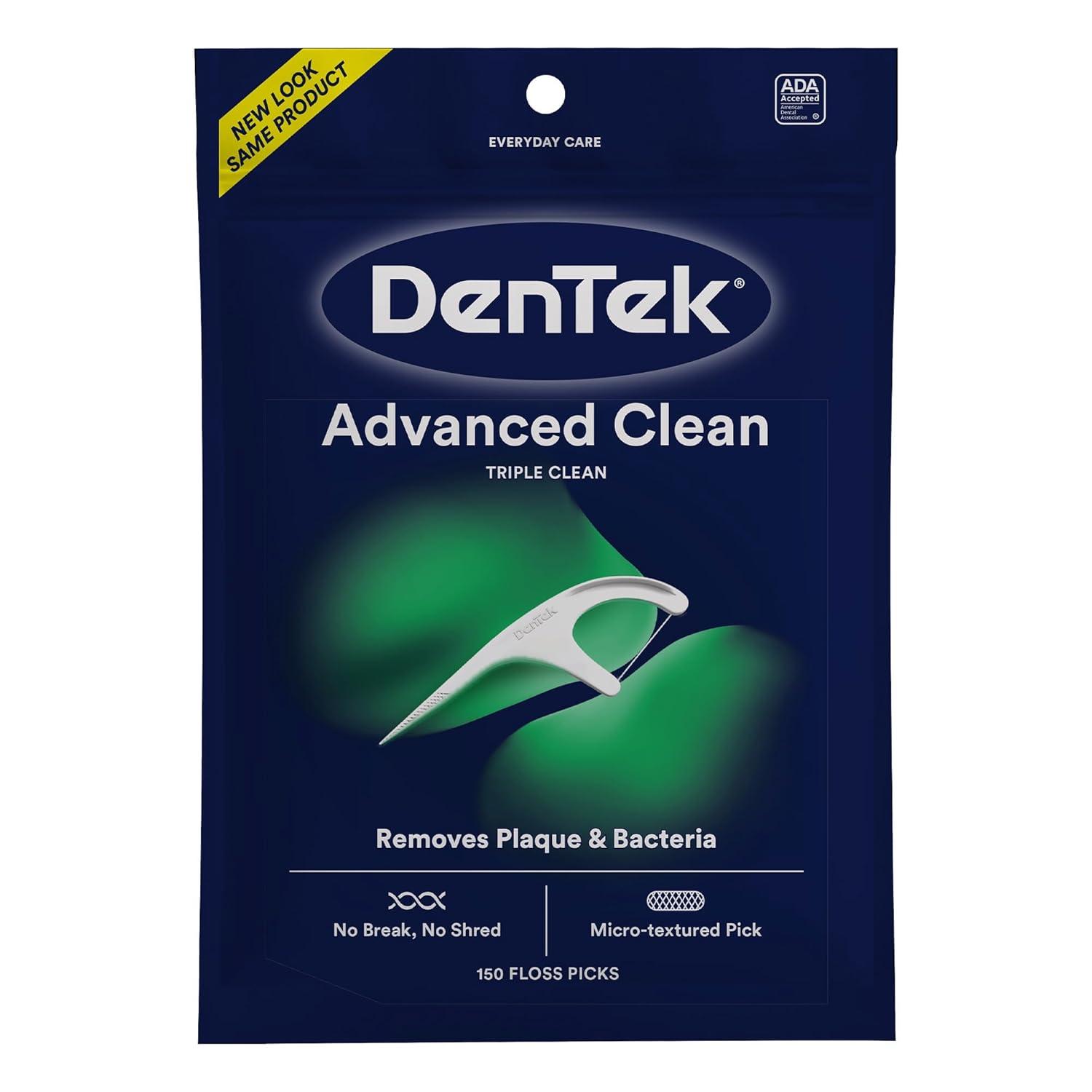 image:imageDenTek Advanced Clean Floss Picks with No Break amp No Shred Dental Floss Plaque Remover 150 Count Pack of 6Mint
