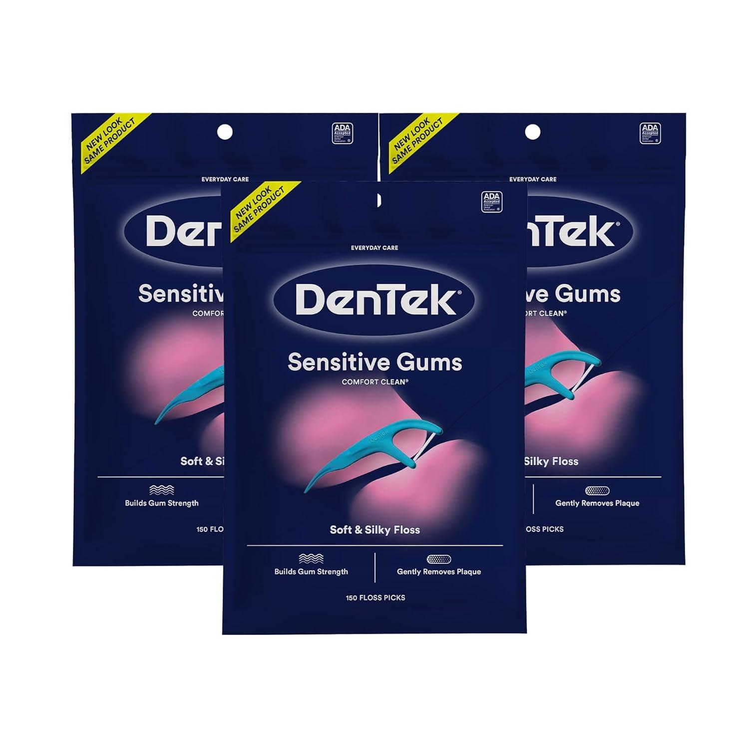 image:imageDenTek Comfort Clean Sensitive Gums Floss Picks Soft amp Silky Ribbon 150 Count 3 PackSensitive Gums