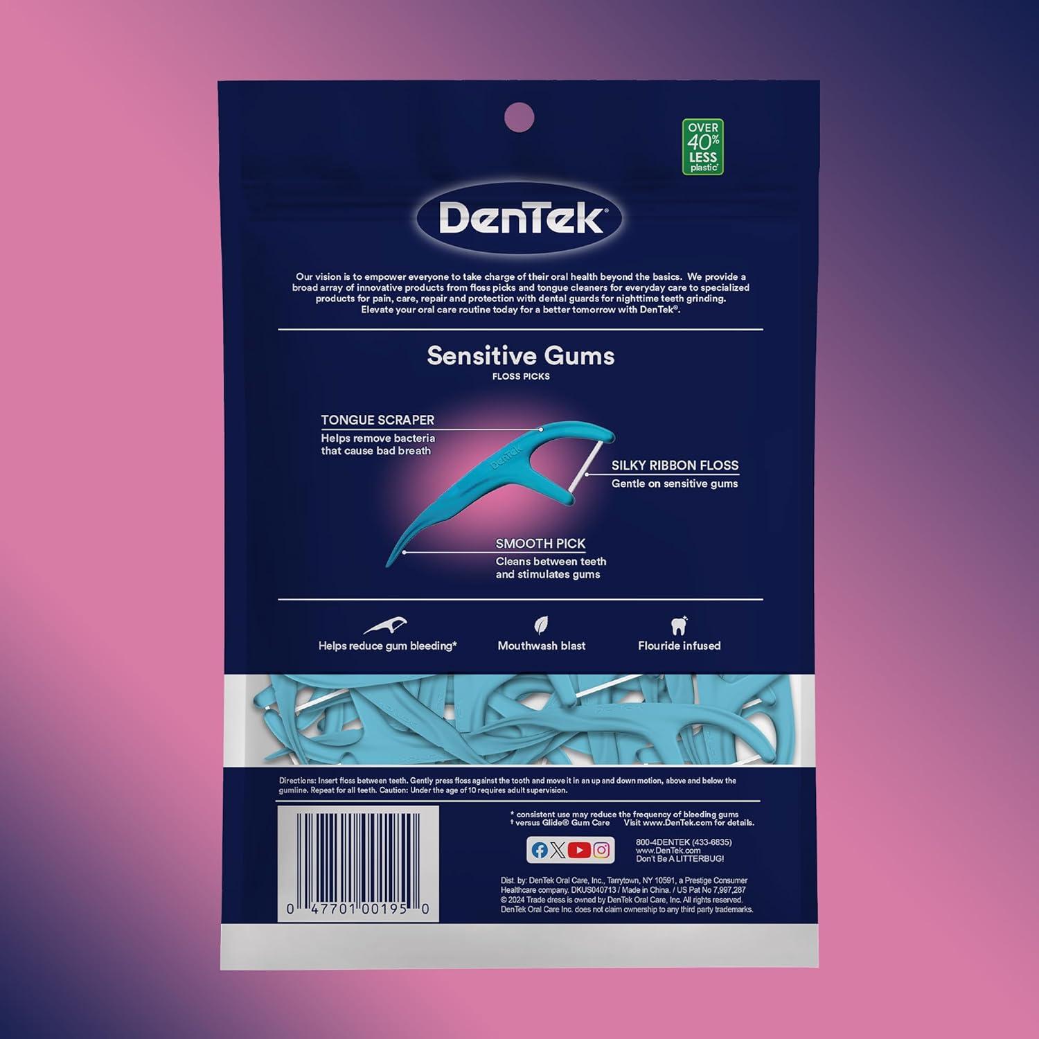 image:imageDenTek Comfort Clean Sensitive Gums Floss Picks Soft amp Silky Ribbon 150 Count 3 PackSensitive Gums