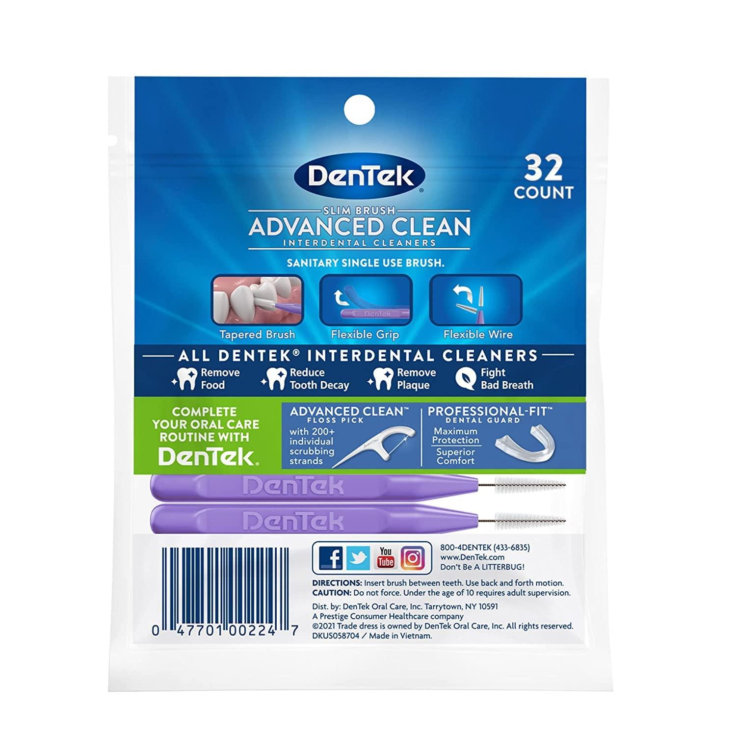image:imageDenTek Slim Brush Advanced Clean Interdental Brushes for Cleaning Between Tight Teeth Safe for Braces amp Dental Work 32 Count32 Count Pack of 4