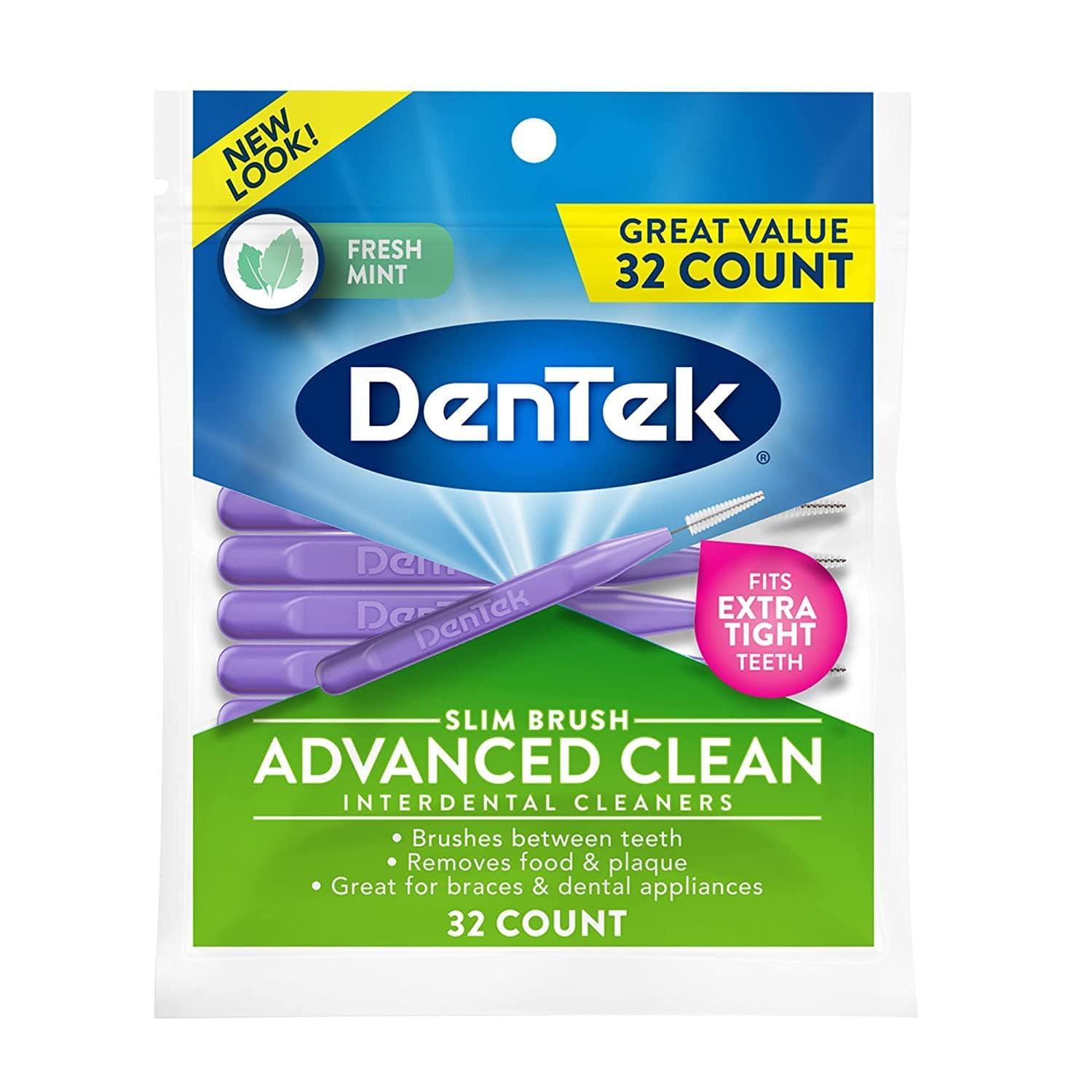 image:imageDenTek Slim Brush Advanced Clean Interdental Brushes for Cleaning Between Tight Teeth Safe for Braces amp Dental Work 32 Count32 Count Pack of 6