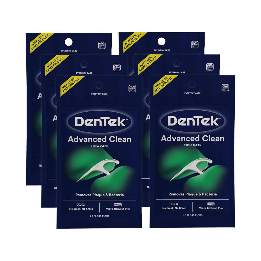 image:imageDenTek Advanced Clean Floss Picks with No Break amp No Shred Dental Floss Plaque Remover 150 Count Pack of 6Mint