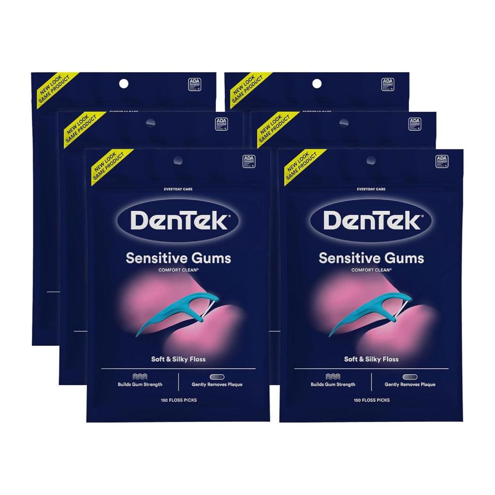 image:imageDenTek Comfort Clean Sensitive Gums Floss Picks Soft amp Silky Ribbon 150 Count 3 Pack150 Count