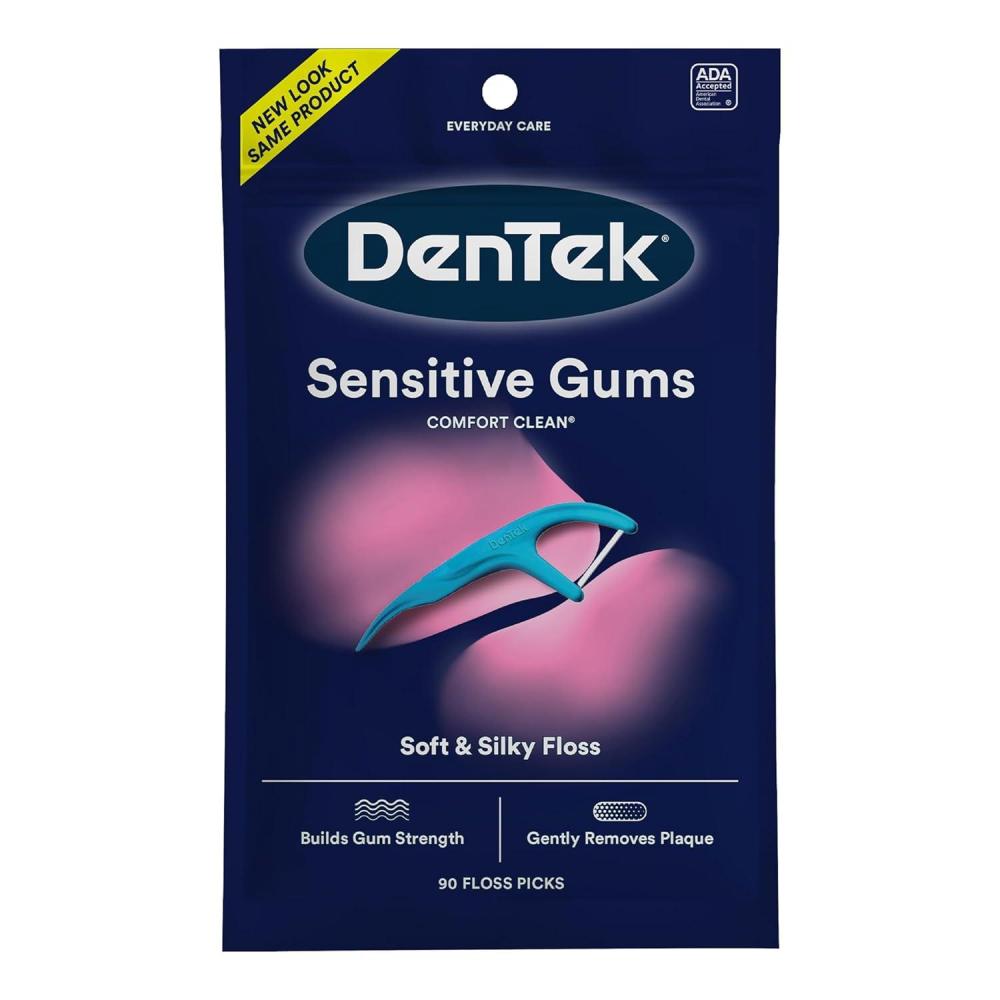 image:imageDenTek Comfort Clean Sensitive Gums Floss Picks Soft amp Silky Ribbon 150 Count 3 PackSensitive Gums