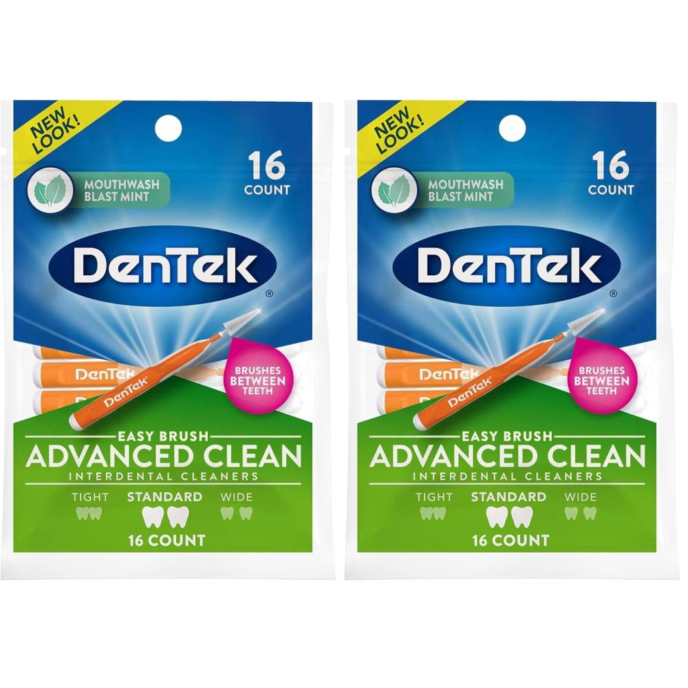 image:imageDenTek Slim Brush Advanced Clean Interdental Brushes for Cleaning Between Tight Teeth Safe for Braces amp Dental Work 32 Count16 Count Pack of 2