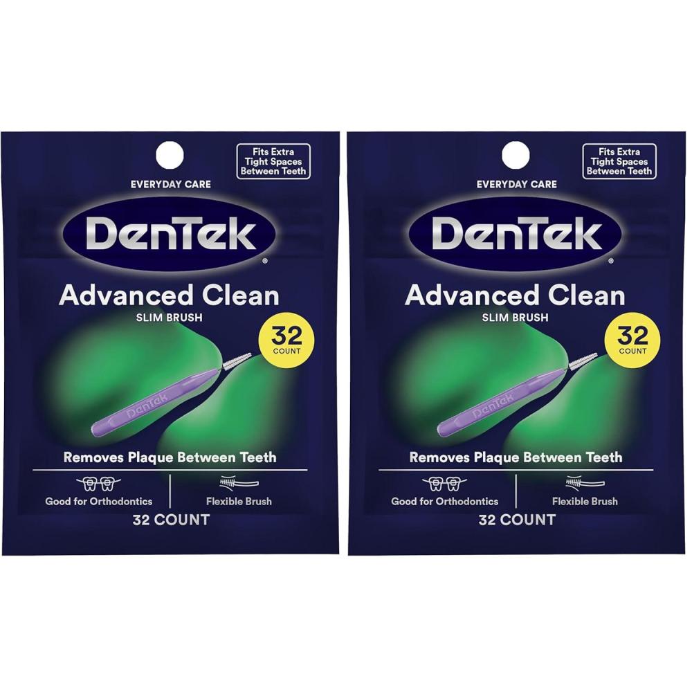 image:imageDenTek Slim Brush Advanced Clean Interdental Brushes for Cleaning Between Tight Teeth Safe for Braces amp Dental Work 32 Count32 Count Pack of 2
