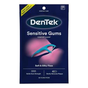DenTek Comfort Clean Sensitive Gums Floss Picks, Soft & Silky Ribbon, 150 Count, 3 Pack(Sensitive Gums)