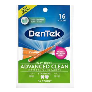 DenTek Slim Brush Advanced Clean, Interdental Brushes for Cleaning Between Tight Teeth, Safe for Braces & Dental Work, 32 Count(16 Count (Pack of 10))