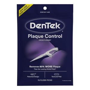 Dentek Floss Picks, X-Shaped Cross Flosser, Plaque Control Dental Floss Picks, 75 Count(Cross Flosser)