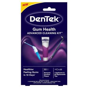 Dentek Gum Health Advanced Cleaning Kit, Oral Care Hygiene Kit with Gum Stimulator Tool & Cleanser and Plaque Scraper for Teeth, Dental Tools for Clean & Healthy Gums