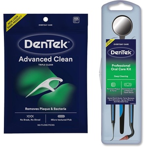 DenTek Professional Oral Care Kit with DenTek Triple Clean Advanced Clean Floss Picks, No Break & No Shred Floss, 150 Count