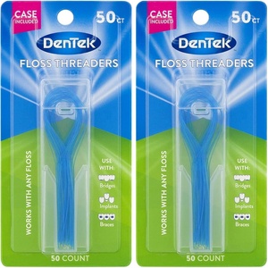 DenTek Floss Threaders for Braces, Bridges & Dental Implants, 50 Count(50 Count (Pack of 2))